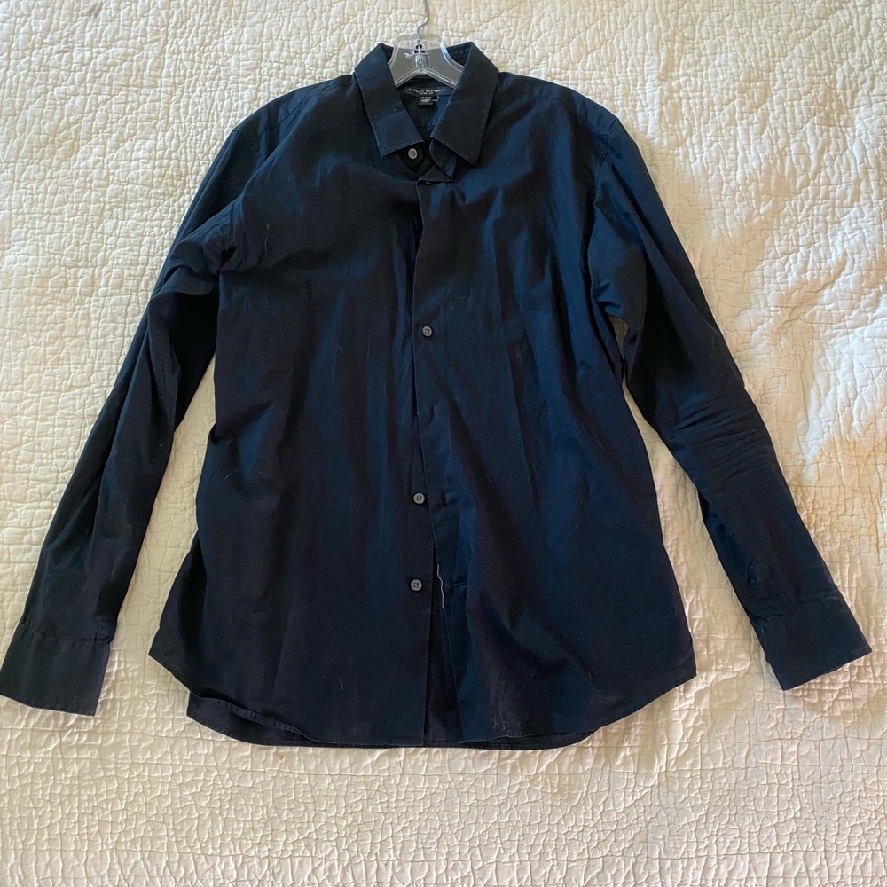 Shirt mens black oxford slim fit banana republic M fine shape seldom worn